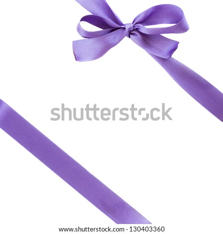 violet silk bow wrap isolated on white background