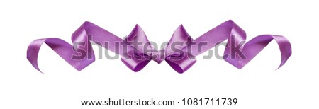 Violet silk ribbon decorative bow isolated on white