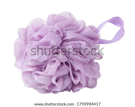 Violet sponge for shower or bath isolated on the white