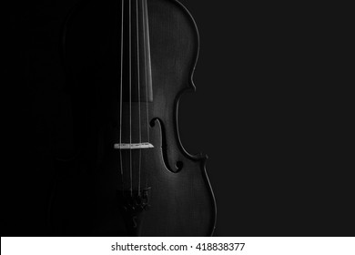 Violin black and white artistic conversion with rim lighting