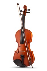 Violin with bow isolated on white background., an Arts & Entertainment Photo by Boiko Y
