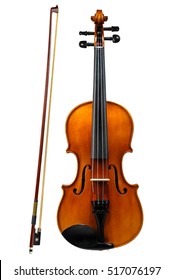 Скрипка с луком изолирована на белом фоне
