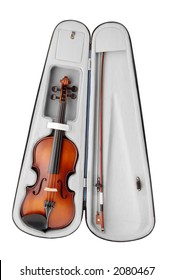 violin in a case with clipping path