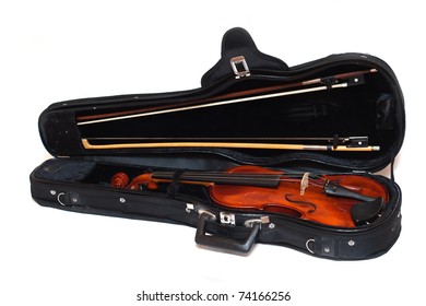 Violin in case isolated
