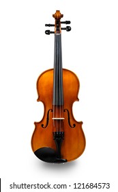 Violin front view isolated on white