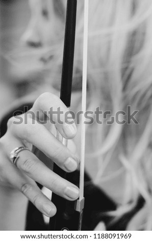 Image, Stock Photo Young woman wearing a flower shirt and using her phone