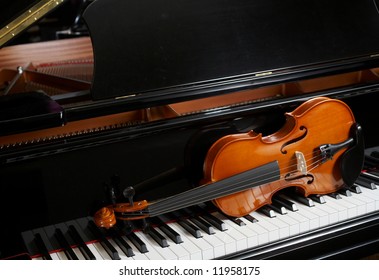 Violin on grand piano
