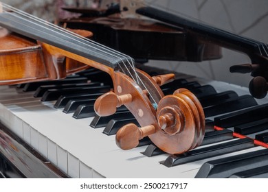 A violin on the grand piano - Powered by Shutterstock