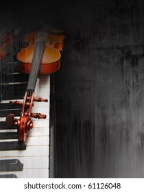 Violin on the piano on a grunge background - Shutterstock ID 61126048