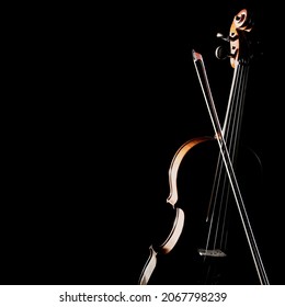 Violin orchestra music instrument isolated on black background