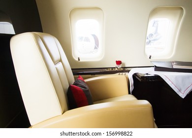 VIP Business Jet Interior With Leather Chair