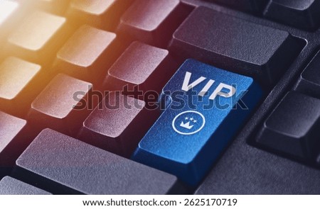 VIP Button on Computer Keyboard. Concept of Exclusive Digital Access and Privilege
