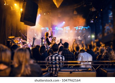 Vip Places At The Concert In A Nightclub Full Of People. People Enjoy The Concert From Comfortable Places