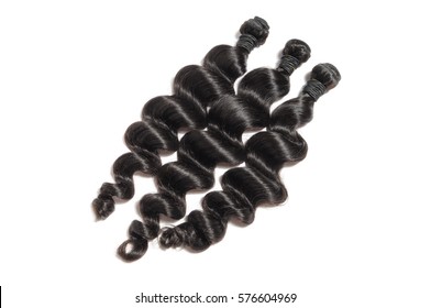virgin loose wave black human hair extension bundles