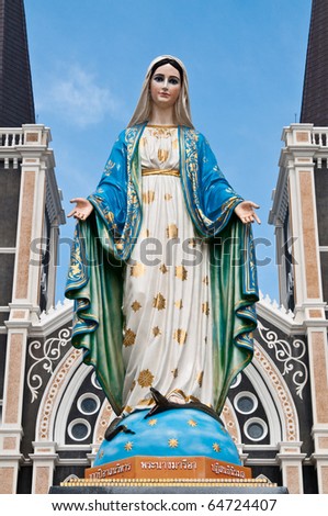 Virgin mary statue at Chantaburi province, Thailand.