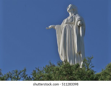 Virgin Mary Statue On Cerro San Cristobal, Santiago, Chile