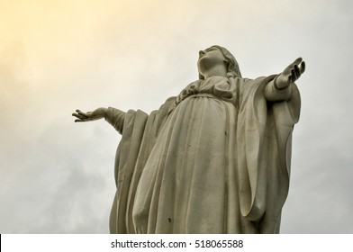 Virgin Mary Statue On Cerro San Cristobal, Santiago, Chile