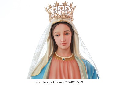 Virgin Mary wearing crown catholic religious Statue