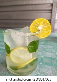 Virgin Mojito Drink Made From Soda, Simple Syrup, Lemon And Mint Leaves