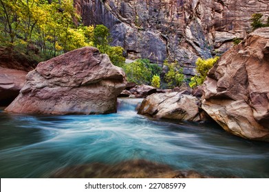 Virgin Narrows River In Zion National Park