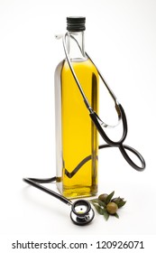 virgin olive oil with stethoscope