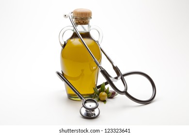 virgin olive oil with stethoscope