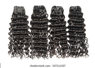 virgin remy deep wave curly human hair weave extension bundles   - Shutterstock ID 537111337