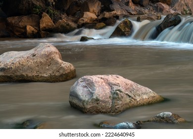 Virgin River In Zion Canyon, Utah, USA.