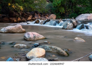 Virgin River In Zion Canyon, Utah, USA.