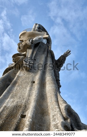 The Virgin of the Rock is an imposing stone sculpture in Baiona (Galicia - Spain) that represents the Virgin Mary with a boat in her right hand. which is a viewpoint.