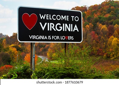 Virgina road sign on the side of the highway that says Virginia is for Lovers