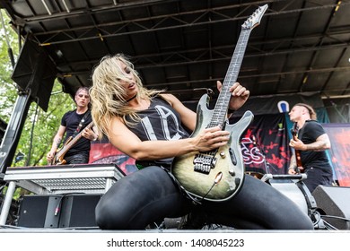 Virginia Beach, Virginia/USA - May 17, 2019: Nita Strauss Performs During FM99 Lunatic Luau At The Veterans United Home Loans Amphitheater In Virginia Beach, Virginia.