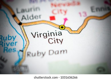 Virginia City. Montana On A Map.