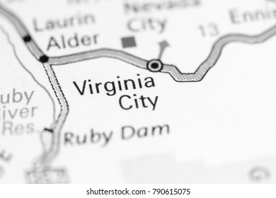 Virginia City. Montana. USA On A Map.