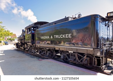 Virginia City/Nevada/USA -  May 9, 2015:Steam Train Virginia And Truckee Railroad, Nevada