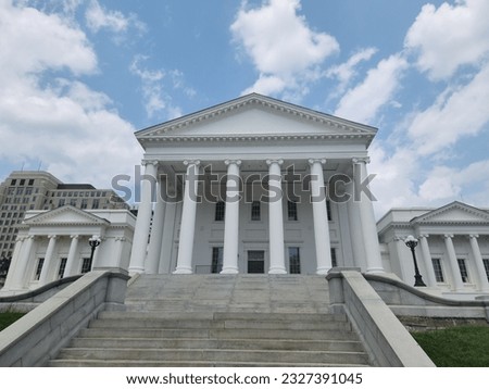 Virginia State Capitol Building in Richmond, VA. This neoclassical building was designed by Thomas Jefferson in 1785 and construction was completed in 1788. 