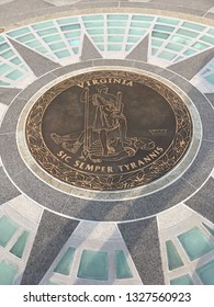 Virginia State Seal At Capitol Square In Richmond, Virginia.