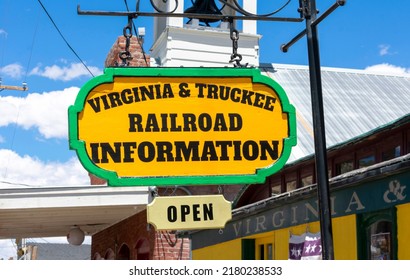 Virginia And Truckee Railroad Information Sign - Virginia City, Nevada, USA - July, 2022