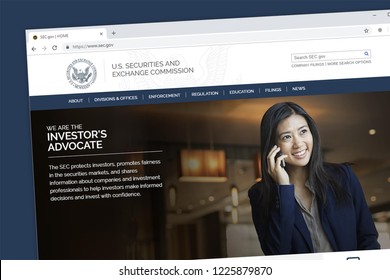 Virginia, USA - November 5, 2018 - US Securities And Exchange Commission Or SEC Website Homepage.