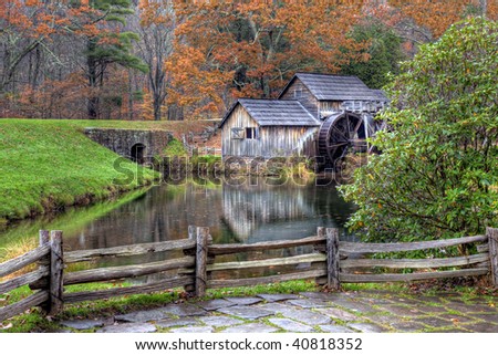Virginia's Mabry Mill on the Blue Ridge Parkway in the Autumn season
