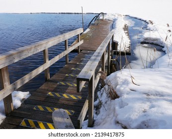 Virrat, Finland - March 24 2022: Documentary Of Everyday Life And Place. The Winter Swimming Area Is Free Of Ice.