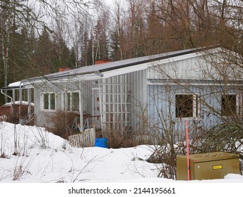 Virrat, Finland - March 24 2022: Documentary Of Everyday Life And Place. Street View At Virrat In Winter. 