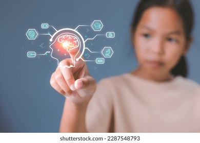 Virtual artificial intelligence E-learning technology global network connection.Online education, webinar, thinking idea and solving solution. Futuristic technology transformation. AI technology. - Powered by Shutterstock