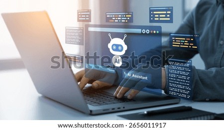 Virtual assistant, artificial intelligence Bot and CRM software automation technology. Chatgpt Chat with AI.Customer person using chat service to get support.Online support Chatbot conversation.