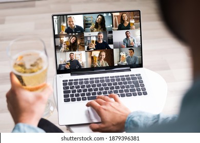 Virtual Beer Drink Online Party Using Laptop