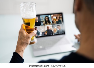 Virtual Beer Drink Online Party Using Laptop