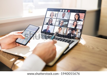 Virtual Business Presentation Or Videoconferencing On Computer Screen