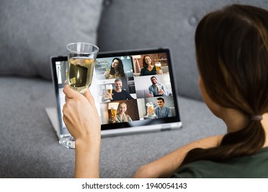 Virtual Champagne Tasting Event Online Using Laptop