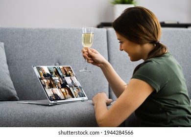 Virtual Champagne Tasting Event Online Using Laptop