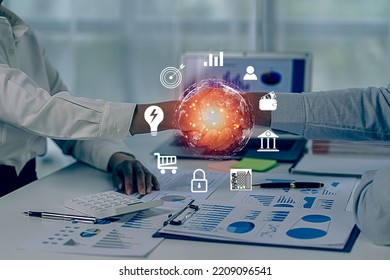Virtual Digital Technology Concept Social Media Artificial Intelligence And Communication Network Concepts Social Media Icons In Hand And Sustainable Real Estate Business	